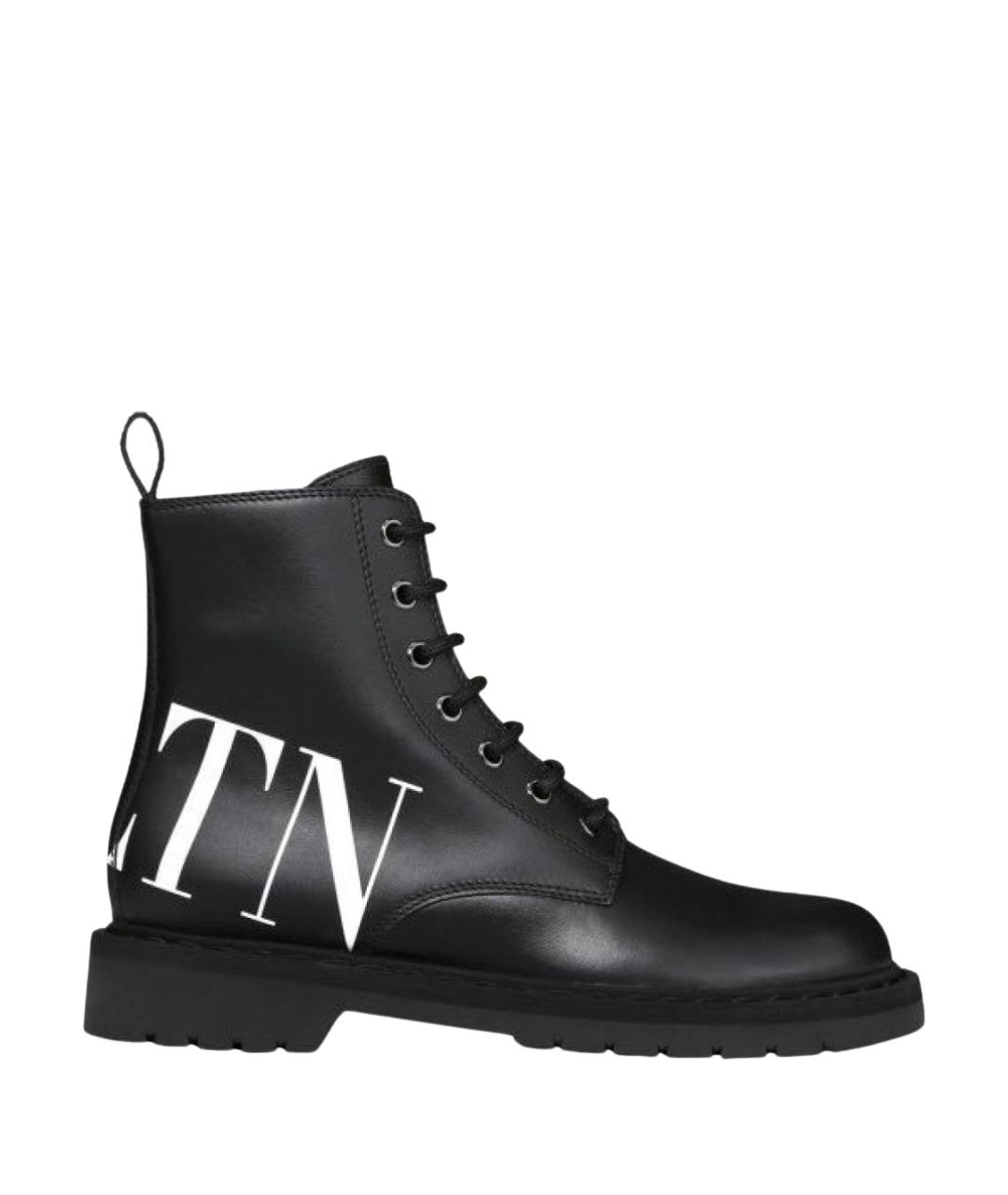 VALENTINO Черные кожаные ботинки, фото 1