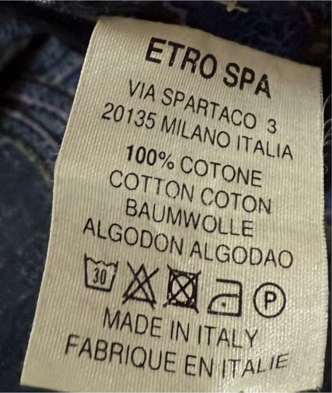 ETRO Синяя хлопковая кэжуал рубашка, фото 4