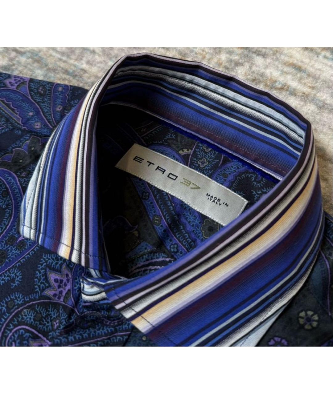 ETRO Синяя хлопковая кэжуал рубашка, фото 3