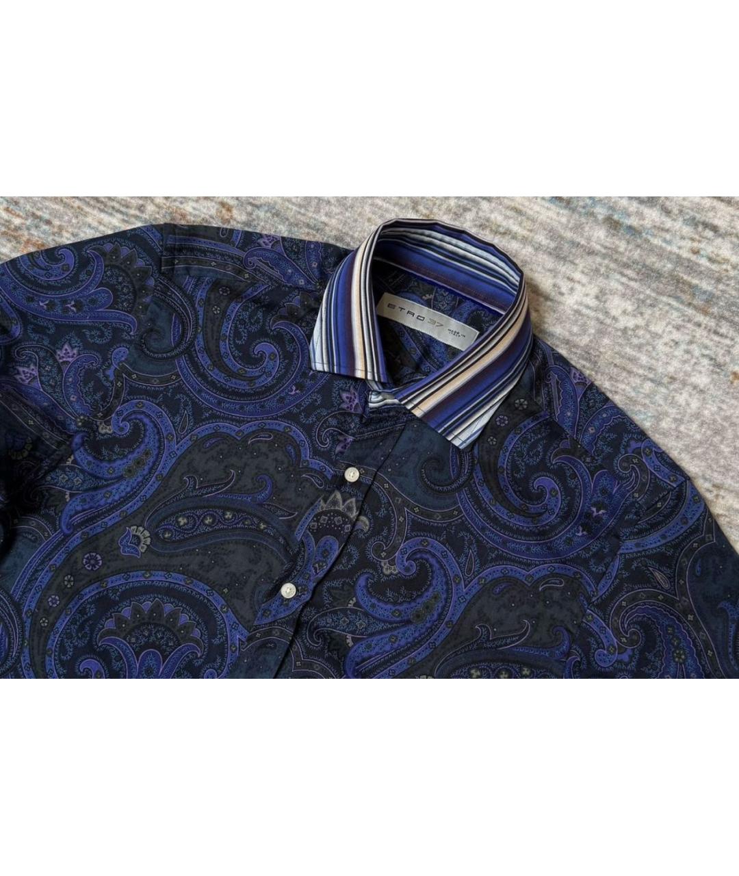 ETRO Синяя хлопковая кэжуал рубашка, фото 2