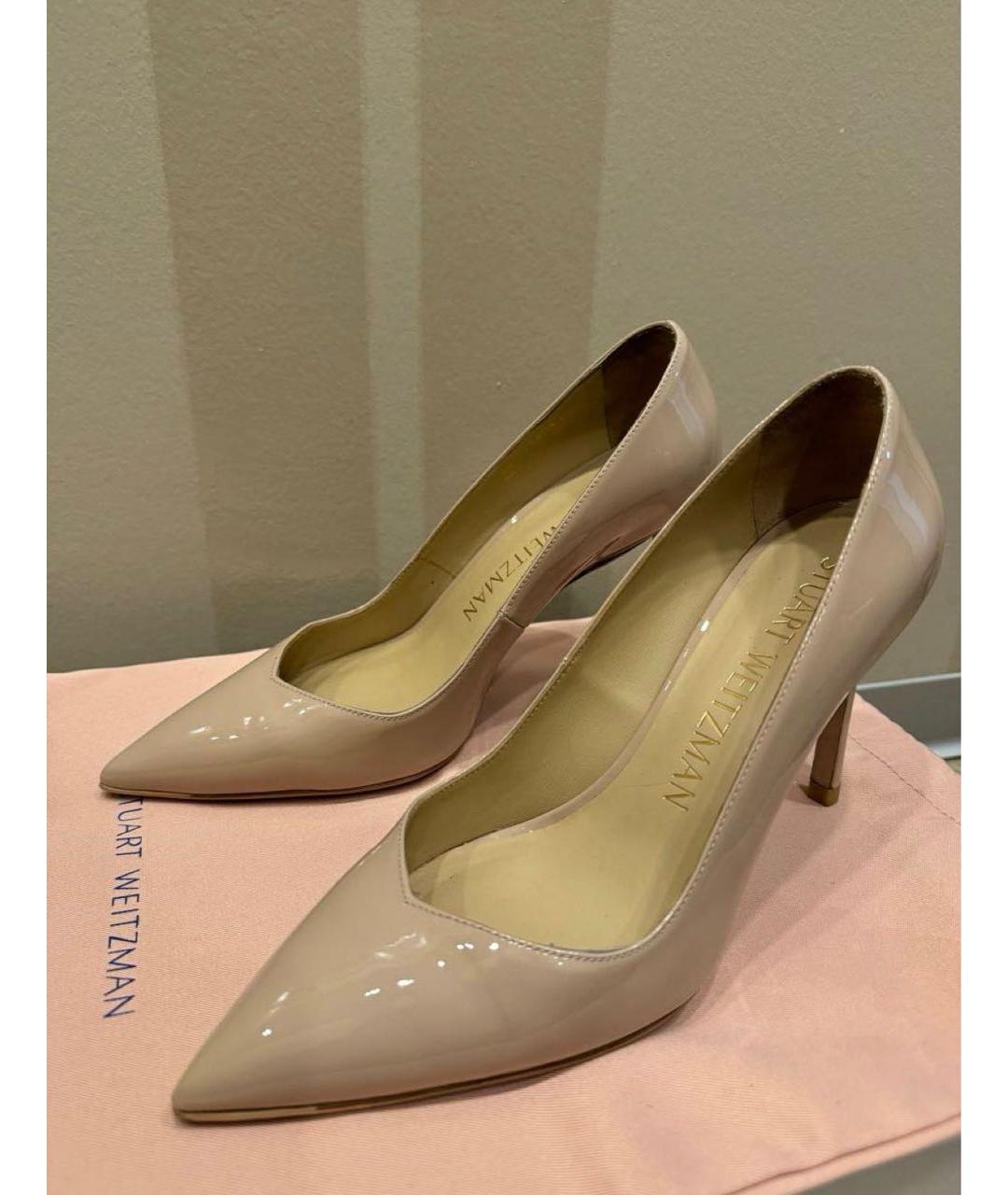 STUART WEITZMAN Бежевые туфли из лакированной кожи, фото 5