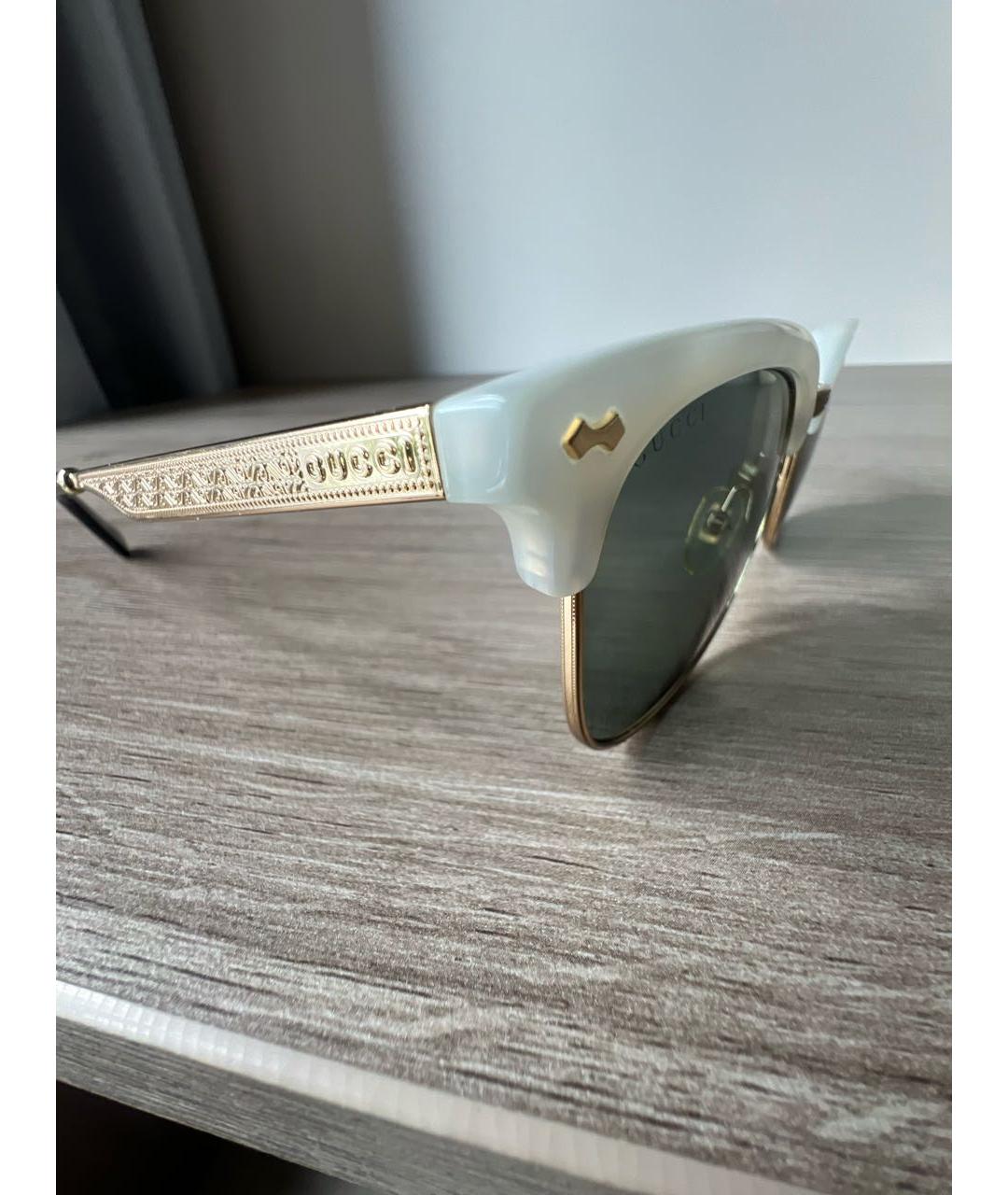 GUCCI Белые металлические солнцезащитные очки, фото 3