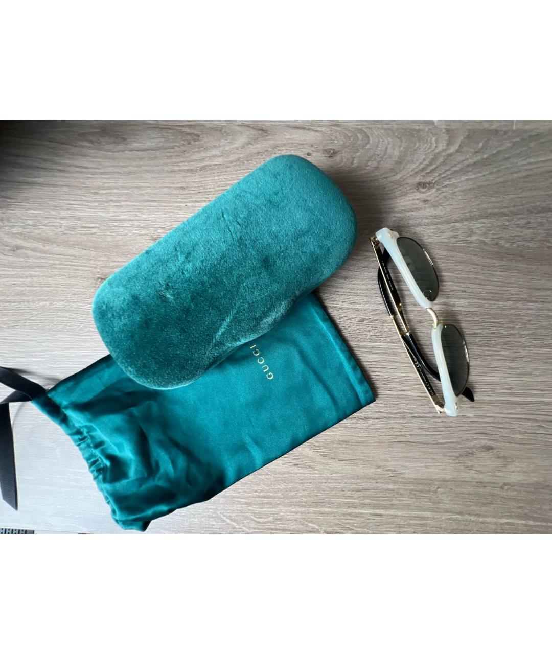 GUCCI Белые металлические солнцезащитные очки, фото 4