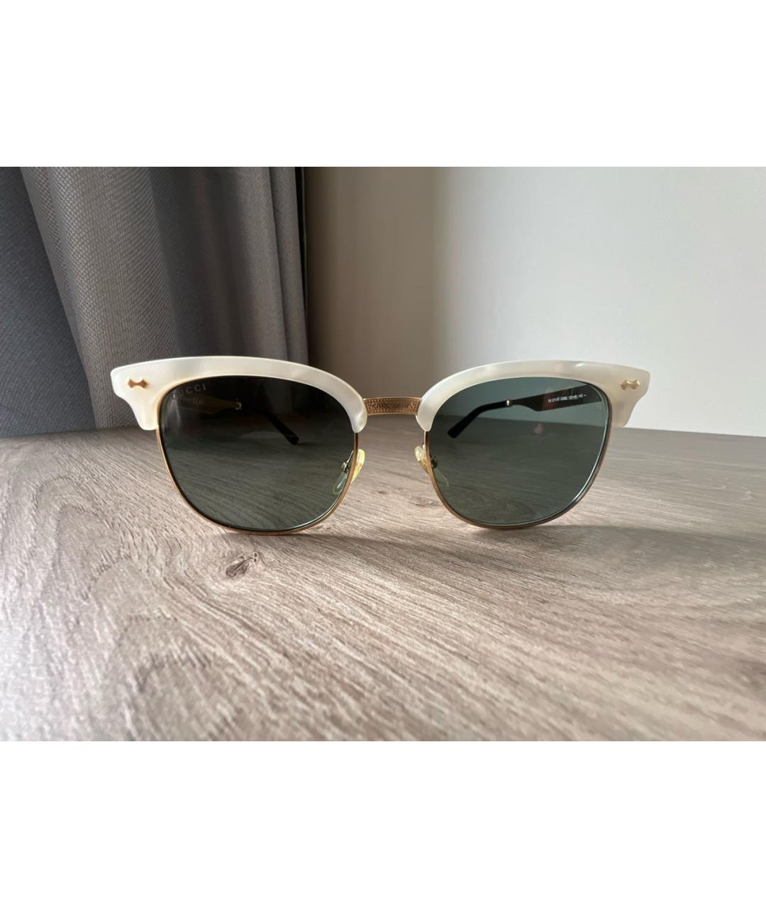 GUCCI Белые металлические солнцезащитные очки, фото 5