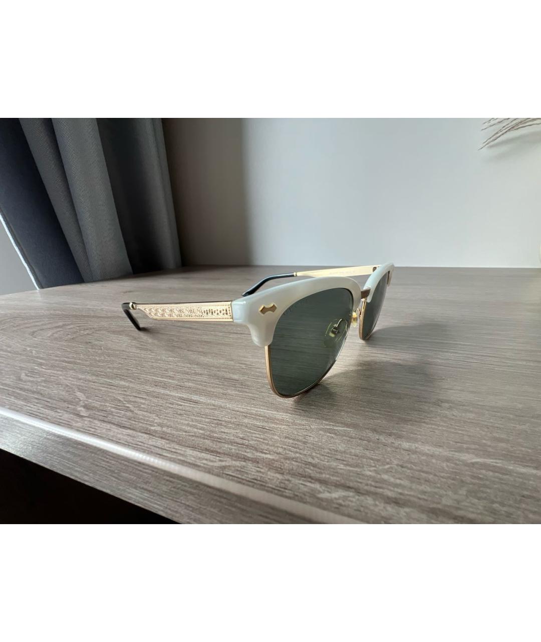 GUCCI Белые металлические солнцезащитные очки, фото 2