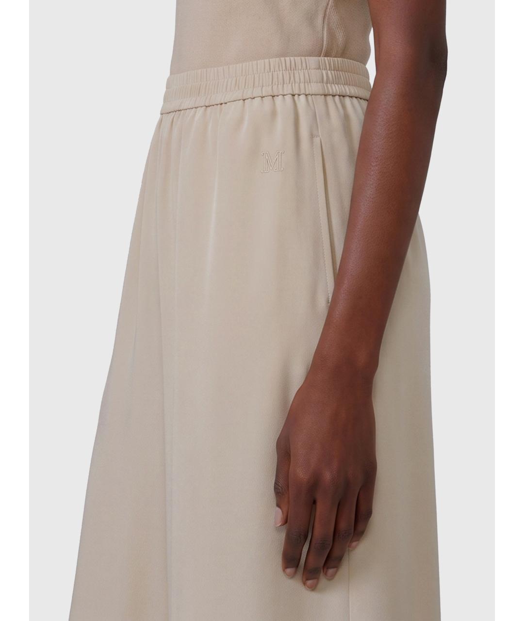 MAX MARA Бежевые шелковые брюки широкие, фото 3
