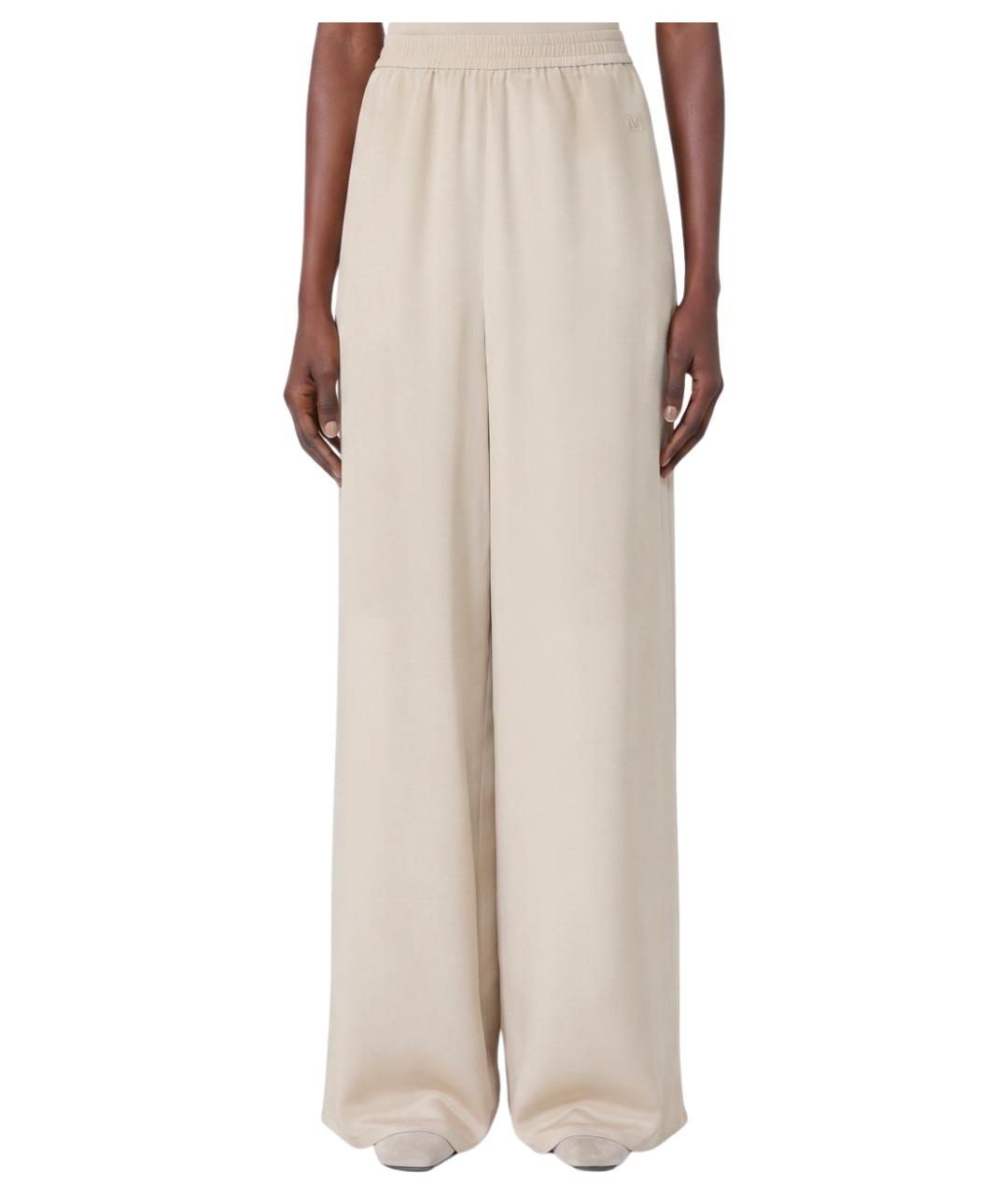 MAX MARA Бежевые шелковые брюки широкие, фото 1