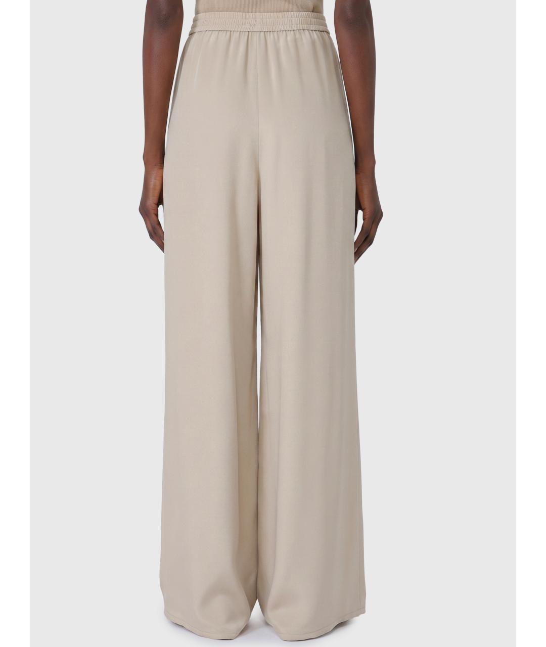 MAX MARA Бежевые шелковые брюки широкие, фото 2