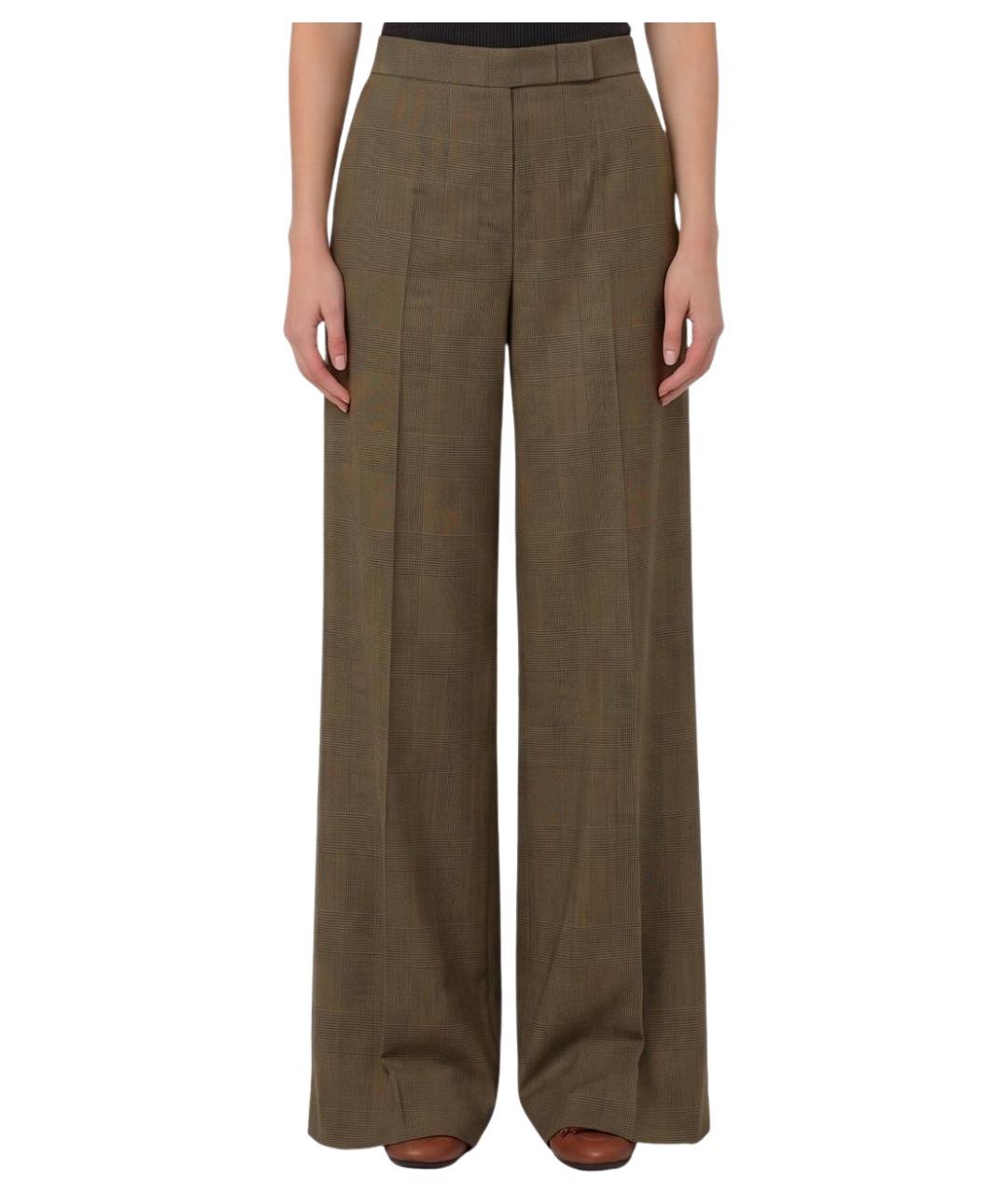 MAX MARA Хаки шерстяные брюки широкие, фото 1