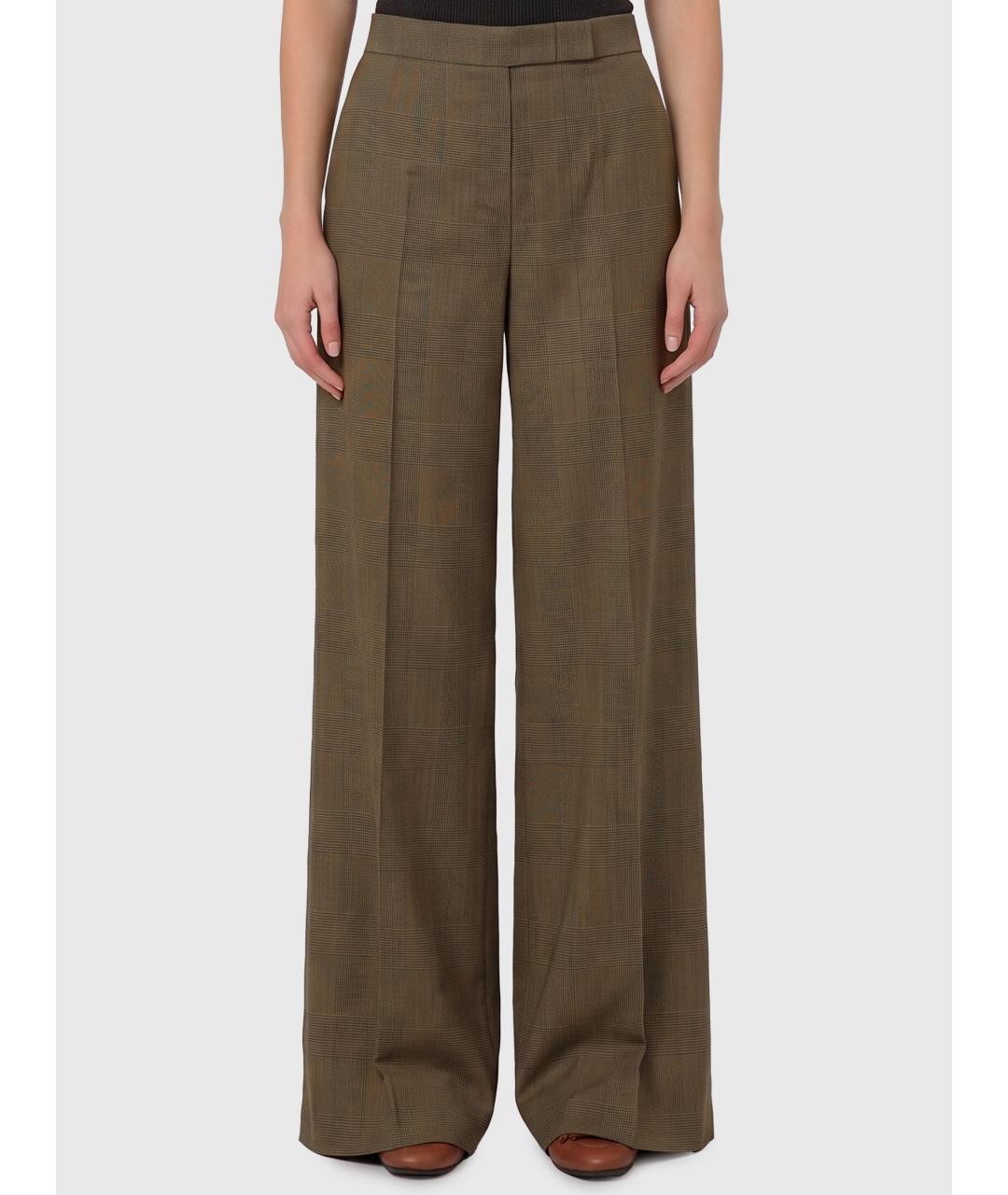 MAX MARA Хаки шерстяные брюки широкие, фото 4