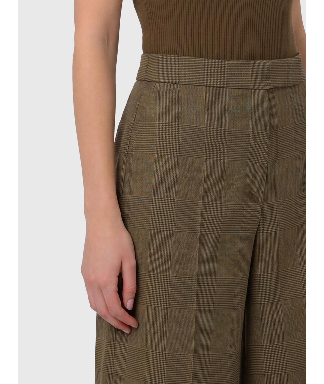 MAX MARA Хаки шерстяные брюки широкие, фото 3