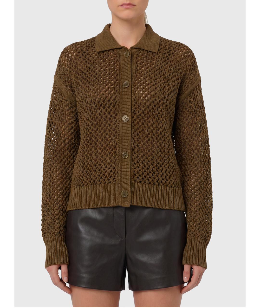 MAX MARA Хаки хлопковый кардиган, фото 4