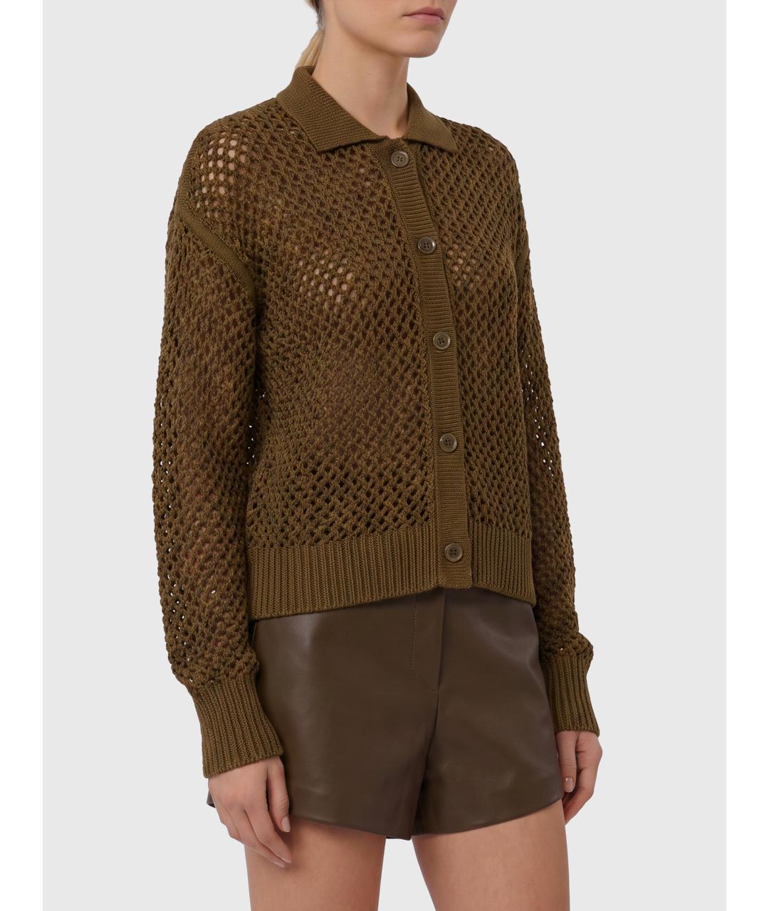 MAX MARA Хаки хлопковый кардиган, фото 3