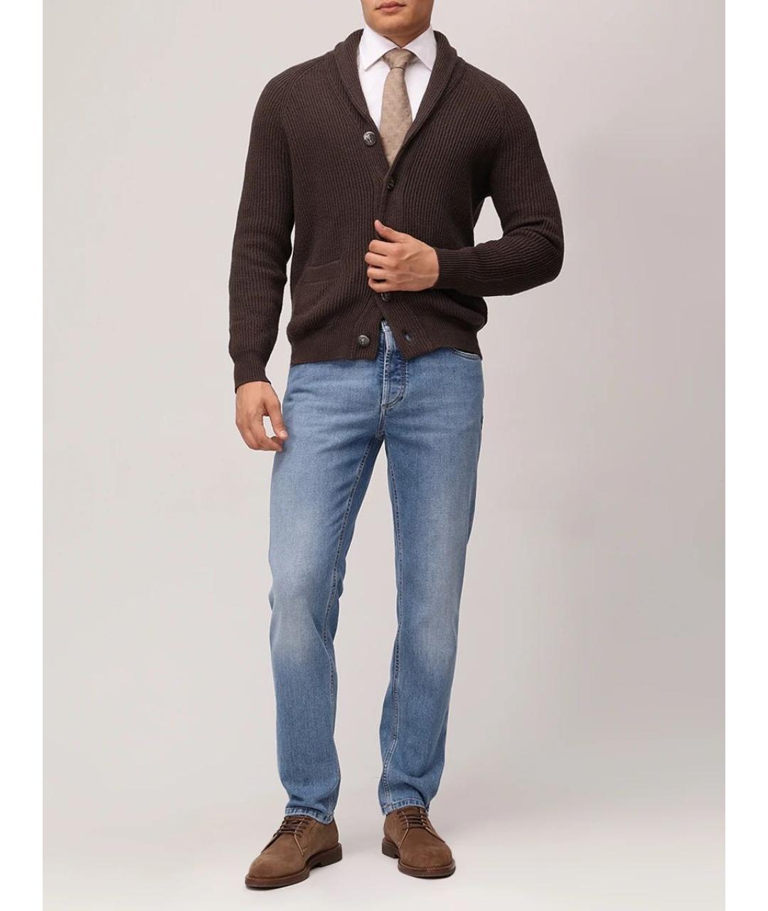 BRUNELLO CUCINELLI Голубые хлопко-эластановые джинсы скинни, фото 6