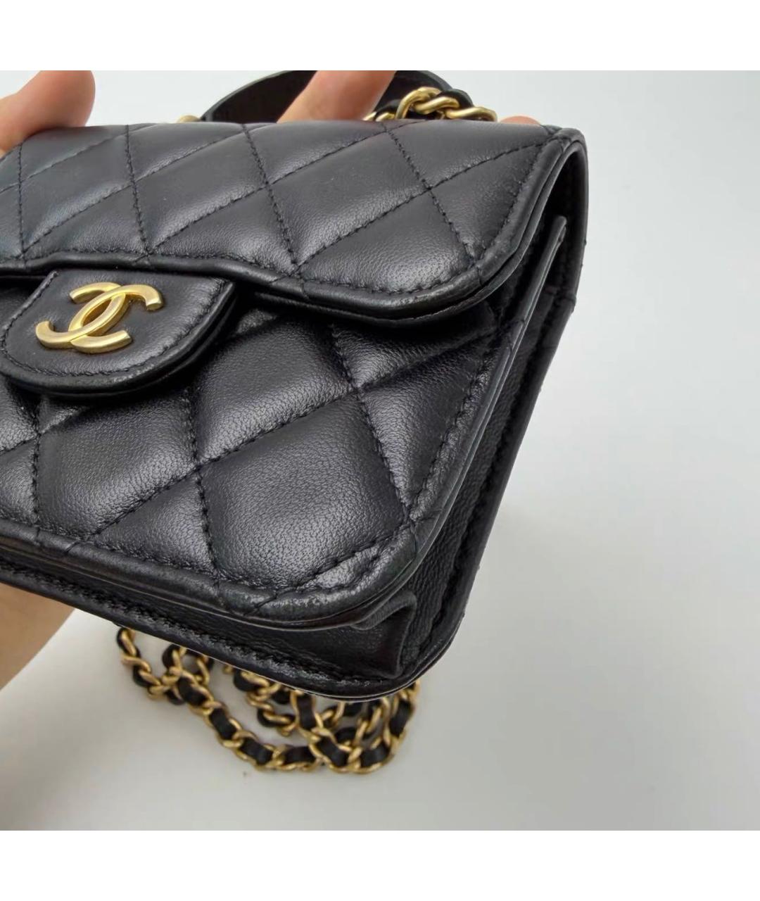 CHANEL Черная кожаная сумка через плечо, фото 6