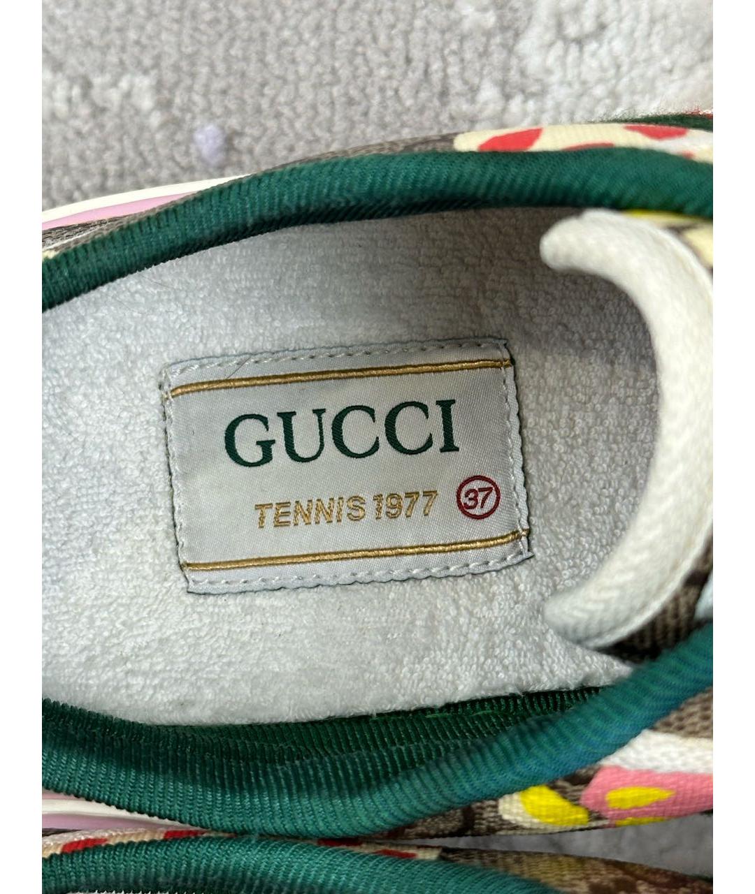 GUCCI Бежевые кожаные кеды, фото 6
