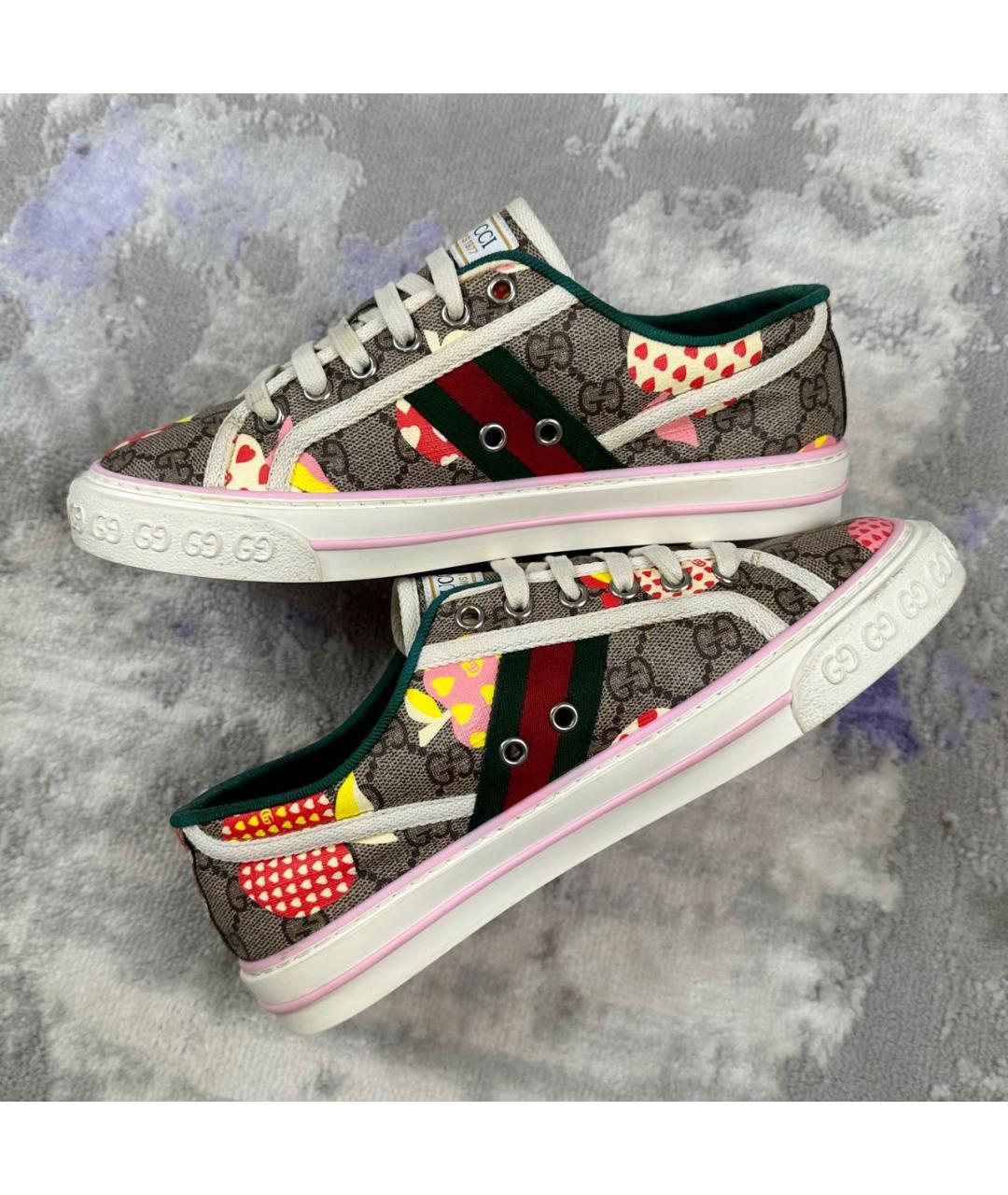 GUCCI Бежевые кожаные кеды, фото 2
