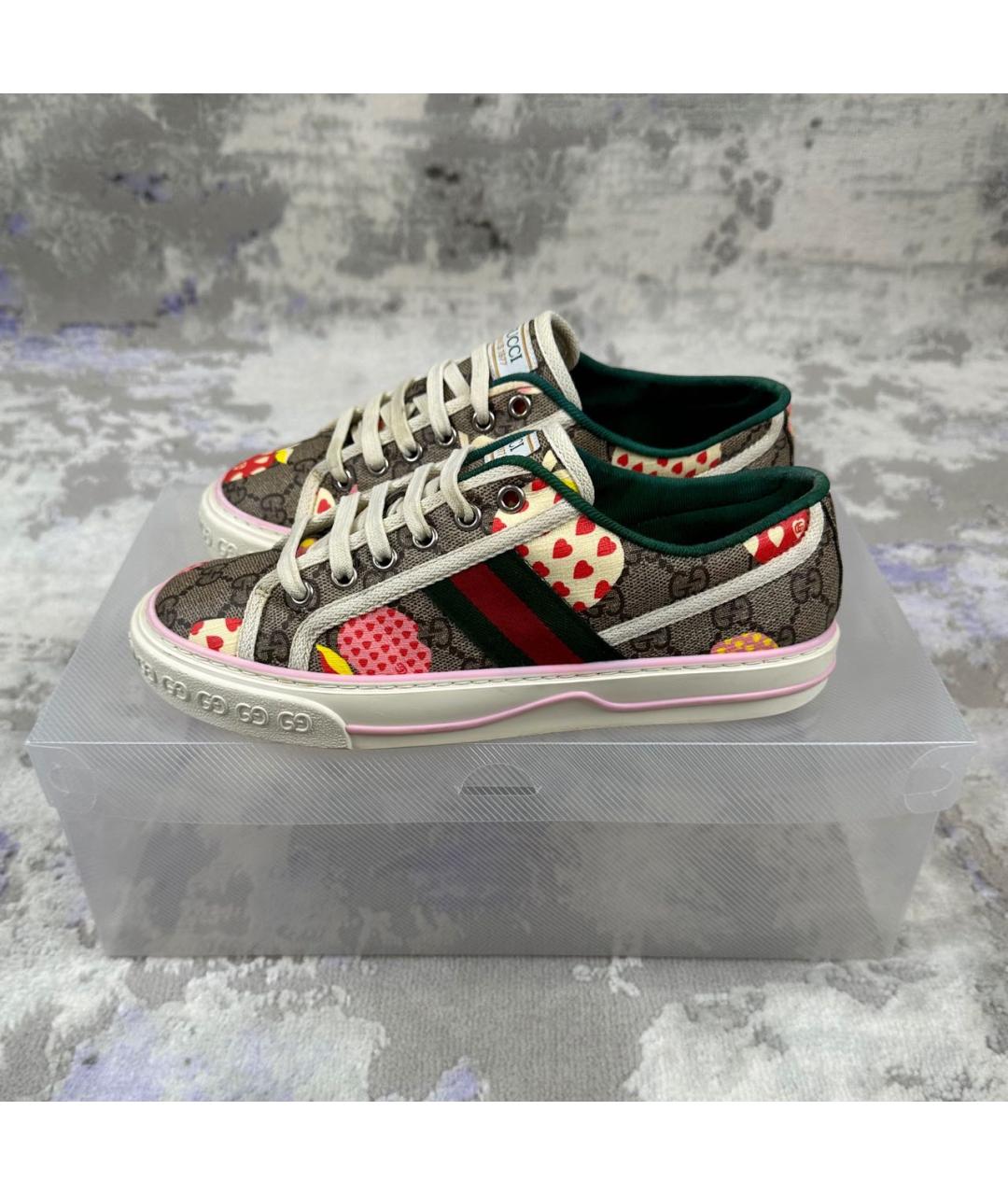 GUCCI Бежевые кожаные кеды, фото 7