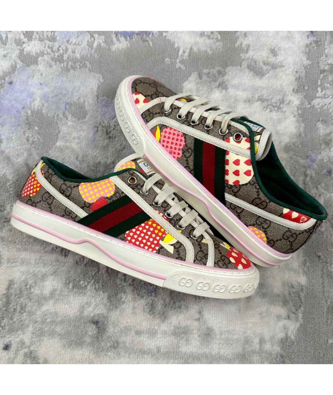 GUCCI Бежевые кожаные кеды, фото 3