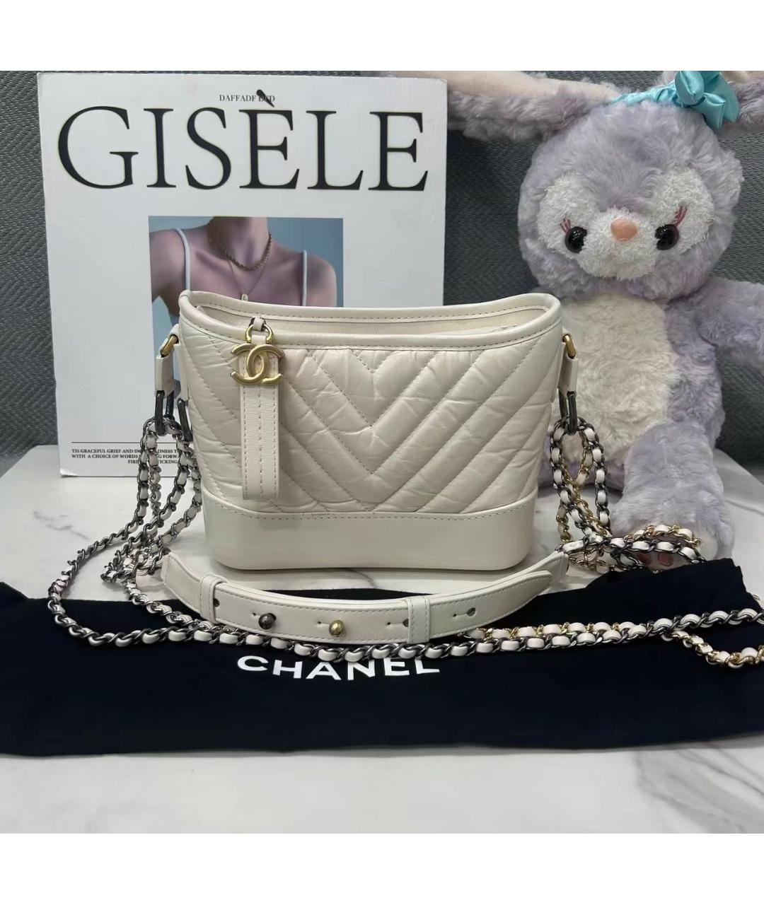 CHANEL Бежевая кожаная сумка через плечо, фото 7