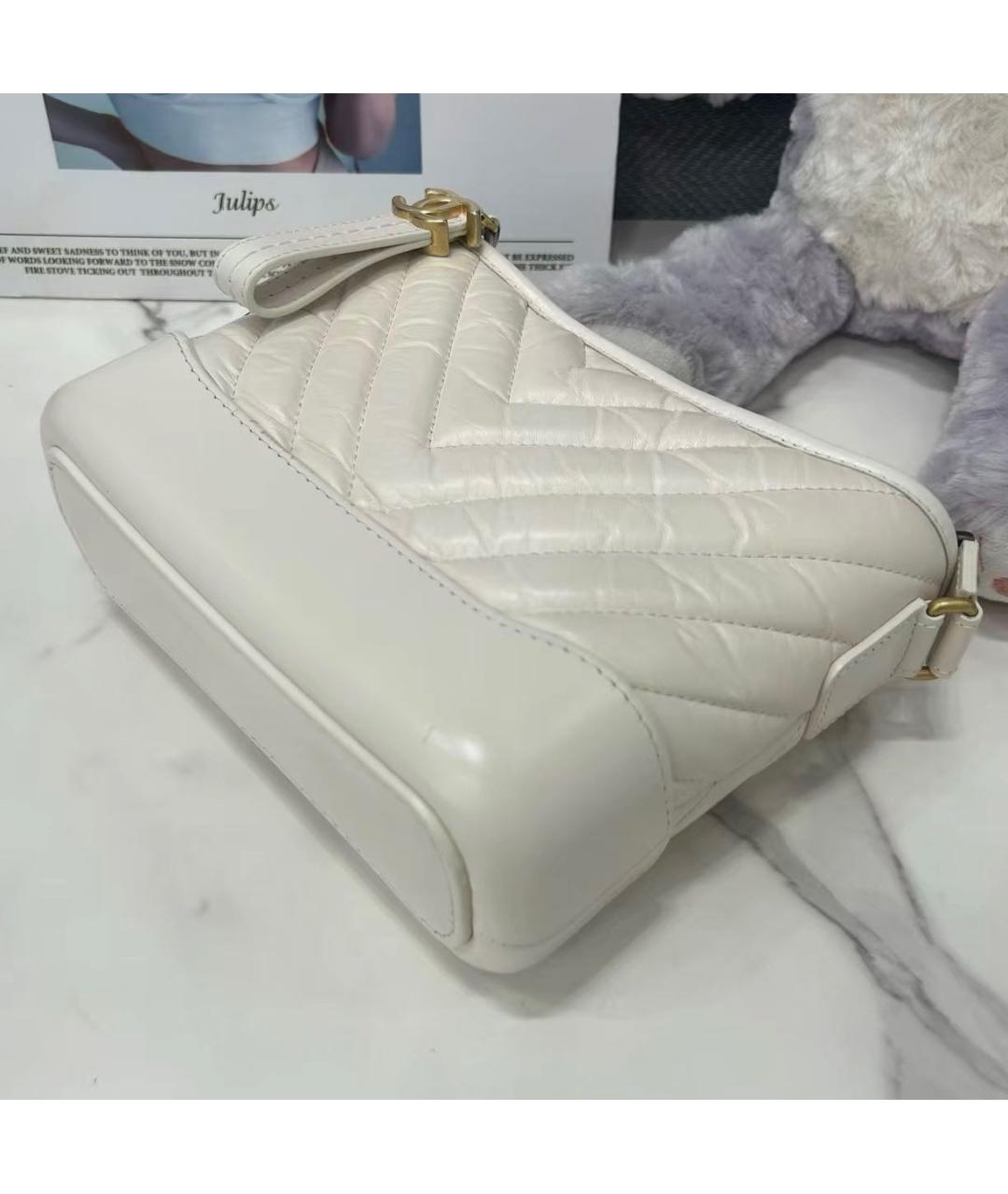 CHANEL Бежевая кожаная сумка через плечо, фото 6