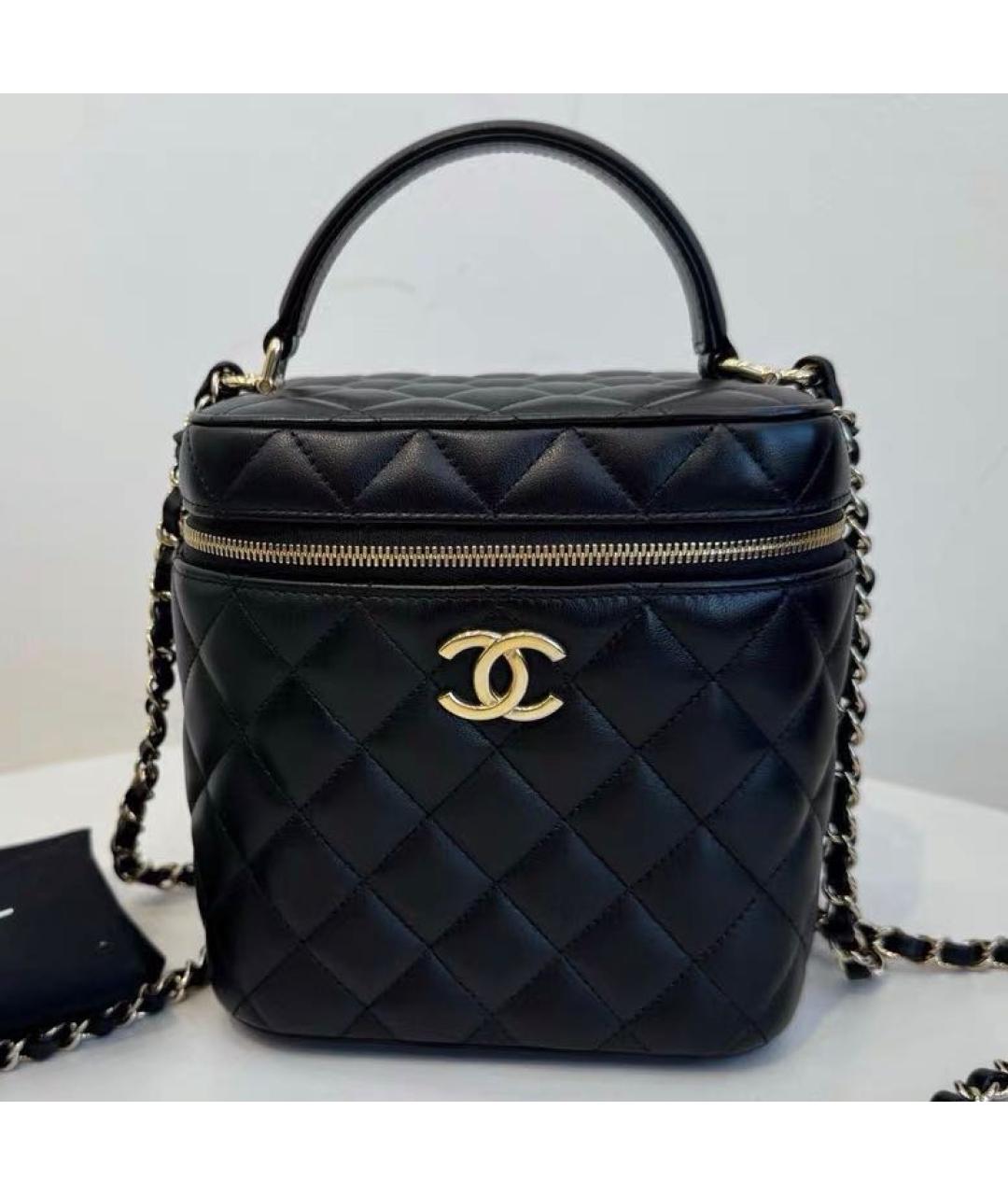 CHANEL Черная кожаная сумка тоут, фото 7