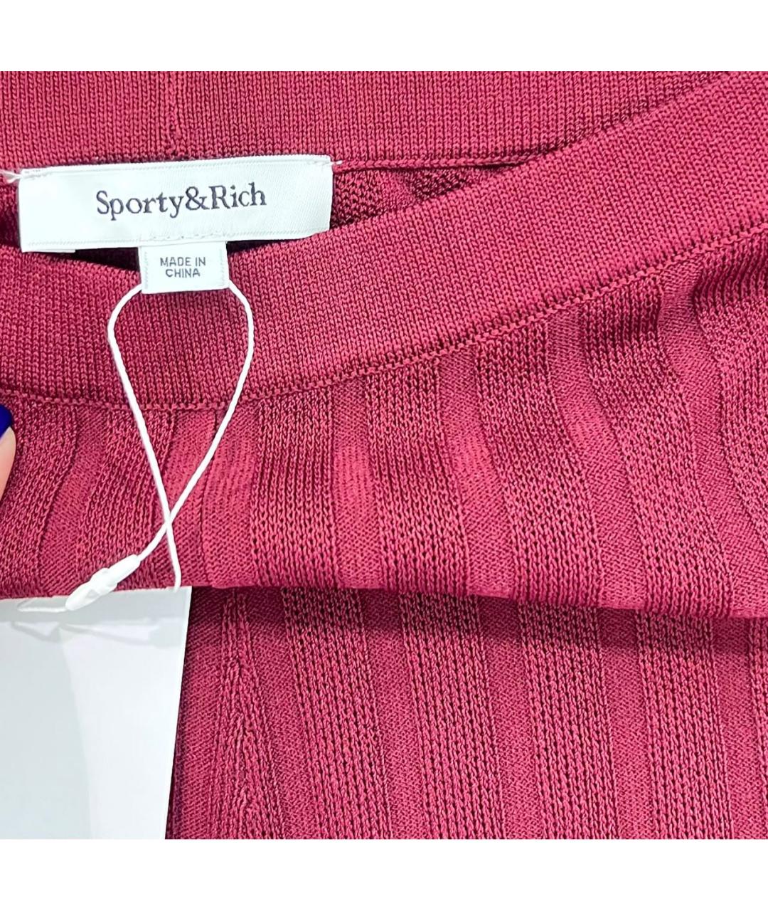 SPORTY AND RICH Бордовые вискозные брюки широкие, фото 4