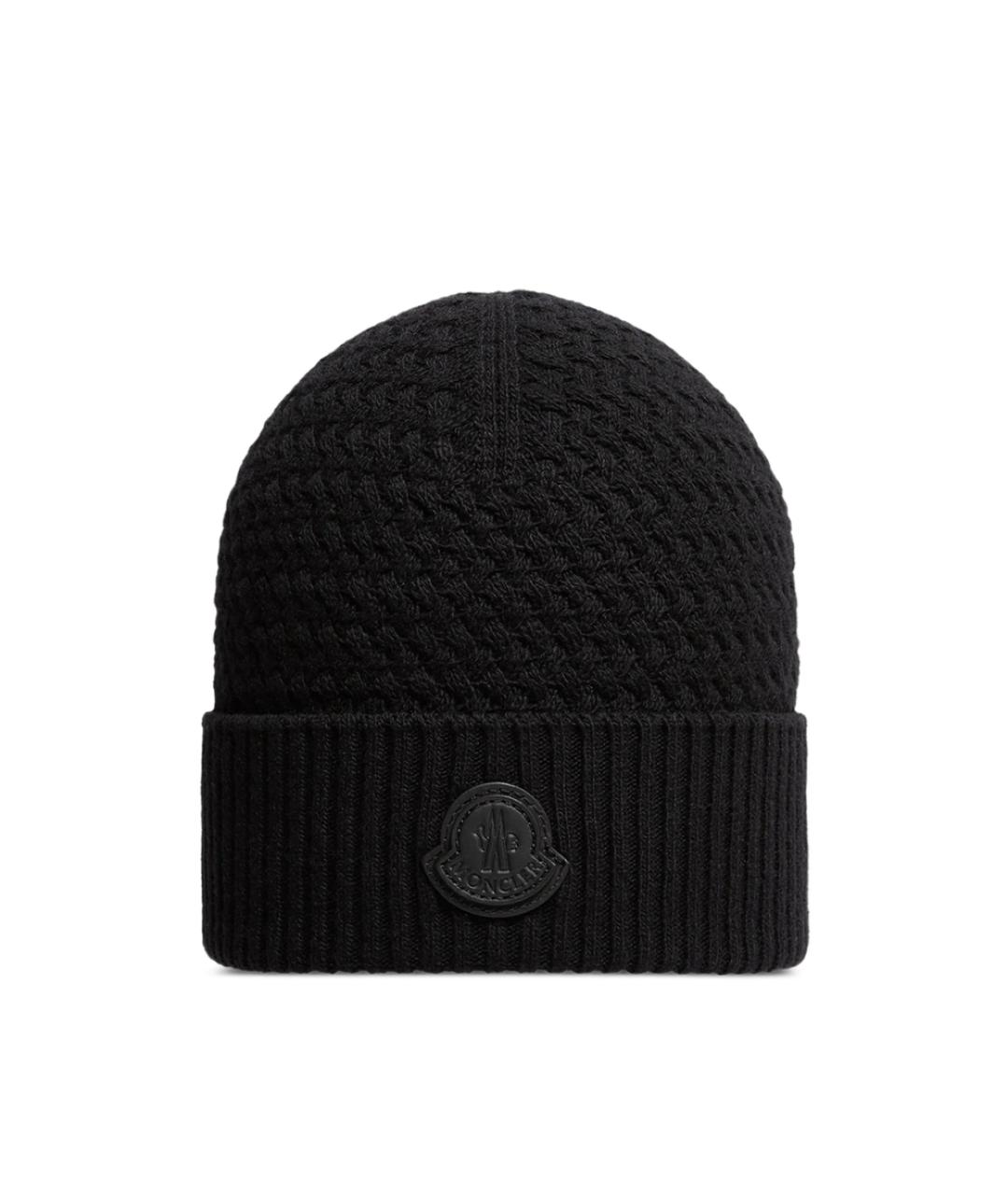MONCLER Черная кашемировая шапка, фото 1