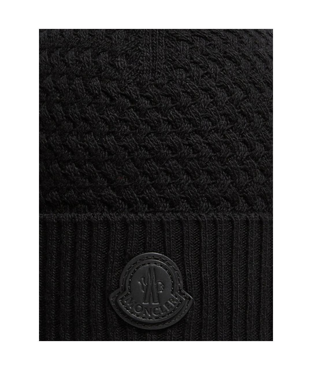 MONCLER Черная кашемировая шапка, фото 2