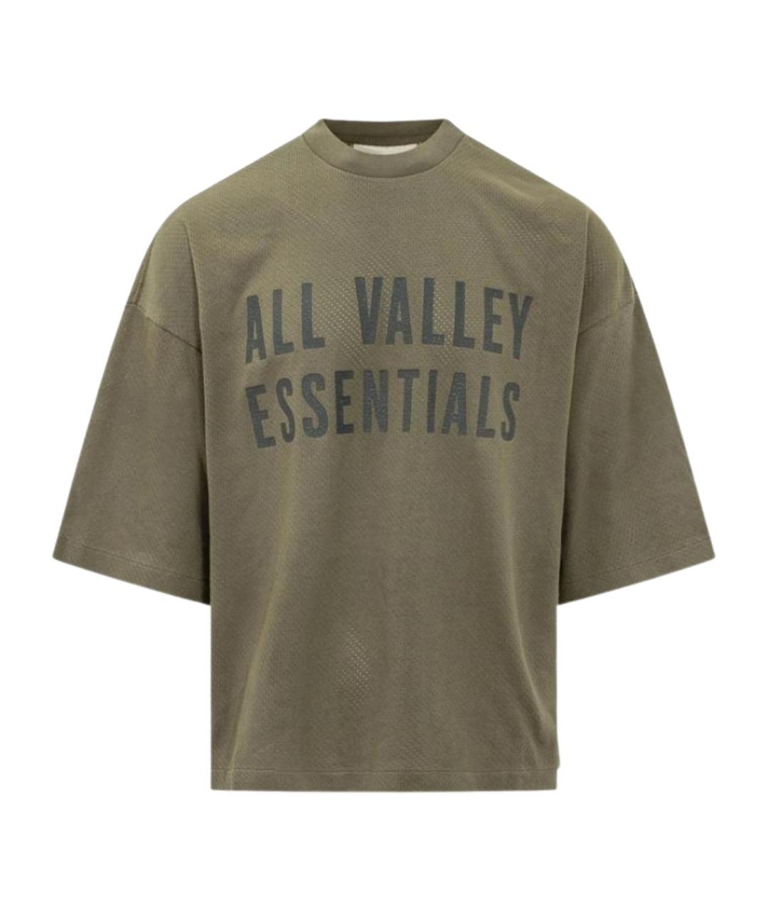 FEAR OF GOD ESSENTIALS Зеленая хлопковая футболка, фото 1