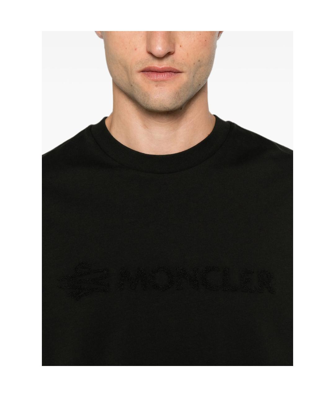 MONCLER Черная хлопковая футболка, фото 3