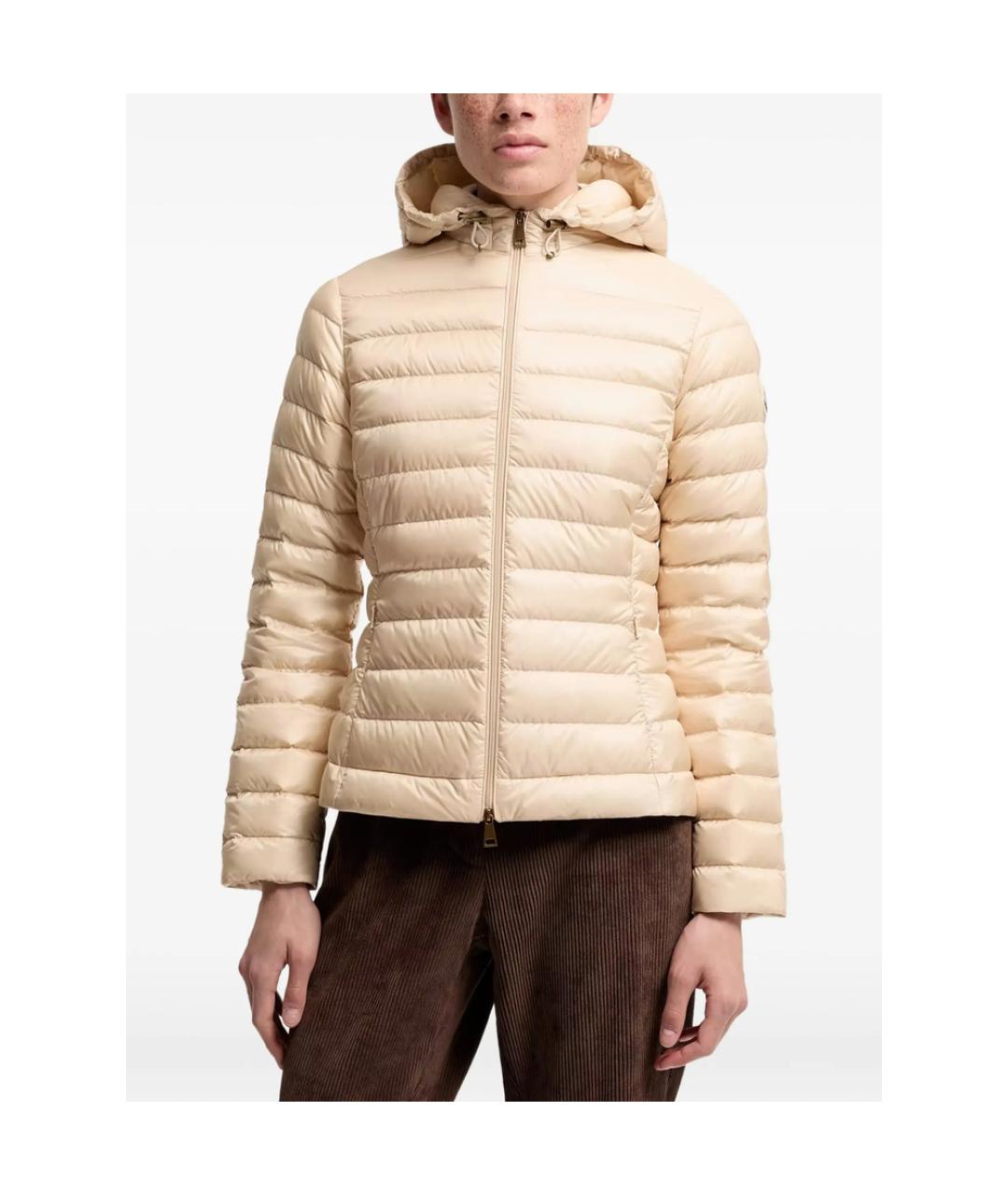 MONCLER Бежевый полиамидовый пуховик, фото 6