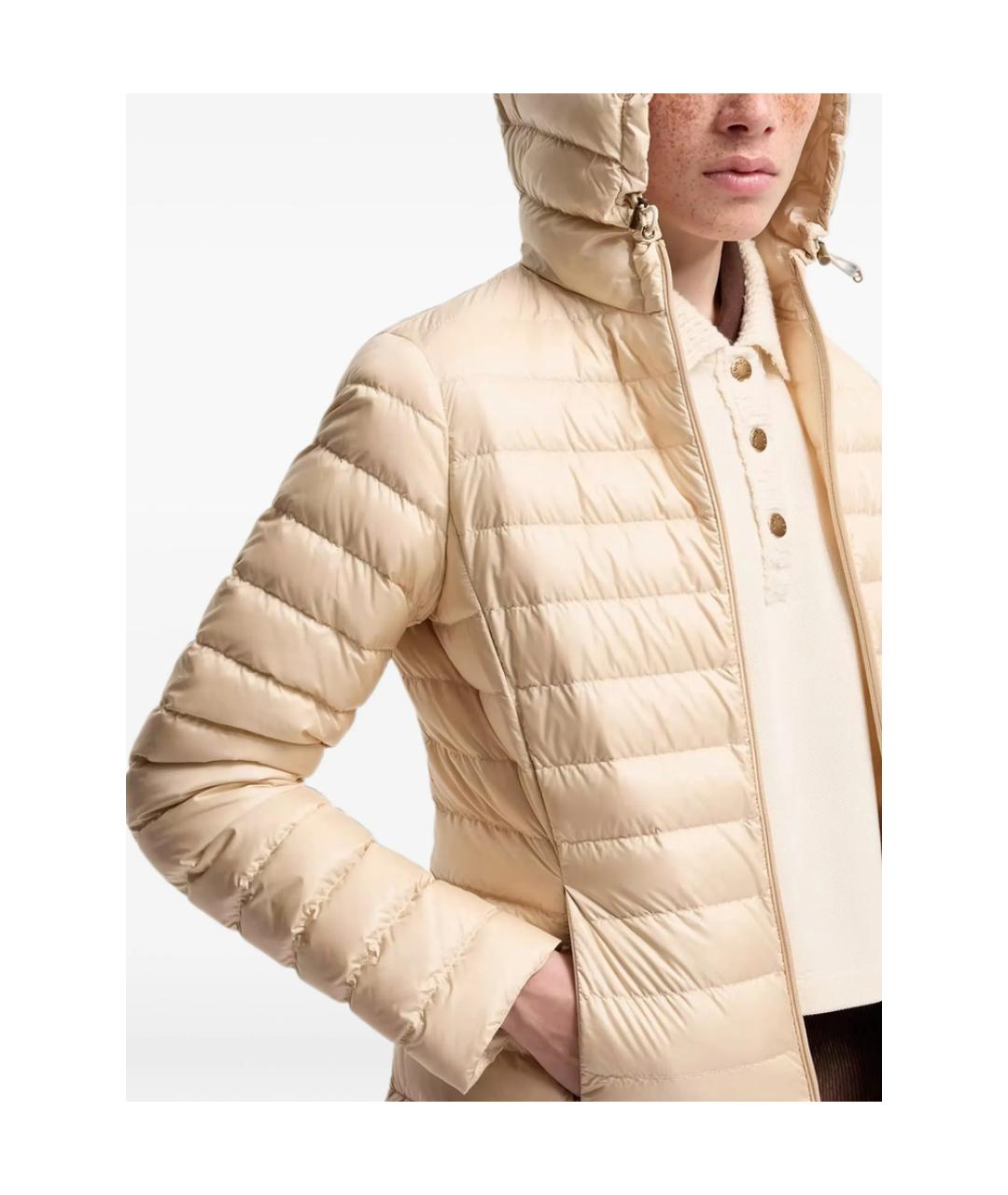 MONCLER Бежевый полиамидовый пуховик, фото 3