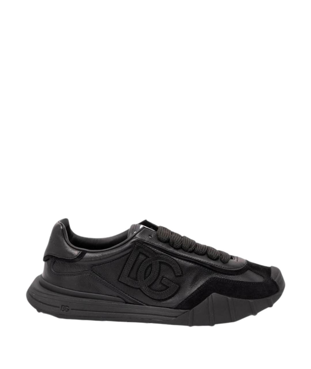 DOLCE&GABBANA Черные кожаные низкие кроссовки / кеды, фото 1