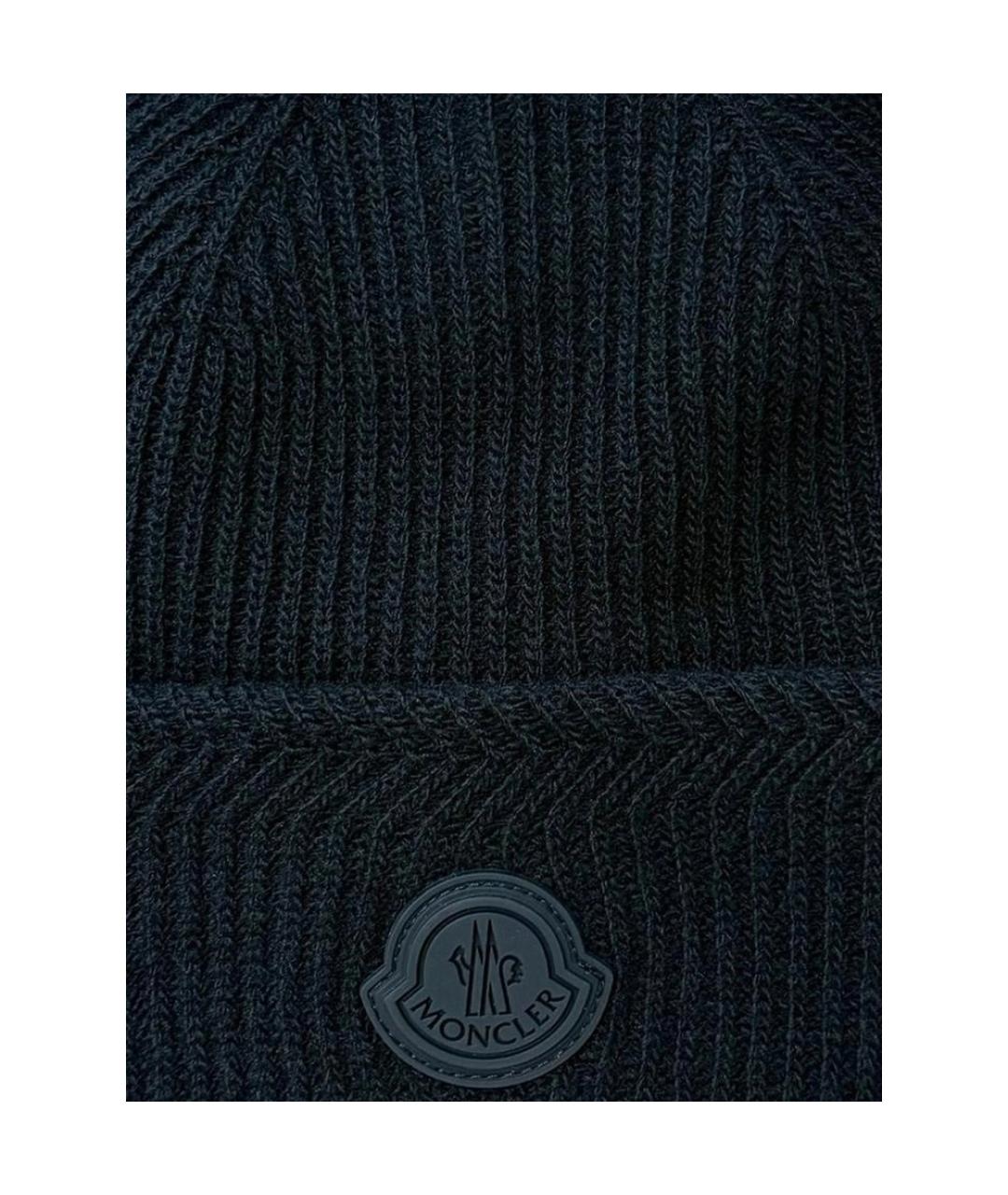 MONCLER Черная кашемировая шапка, фото 2