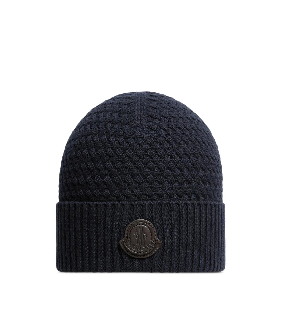 MONCLER Синяя кашемировая шапка, фото 1