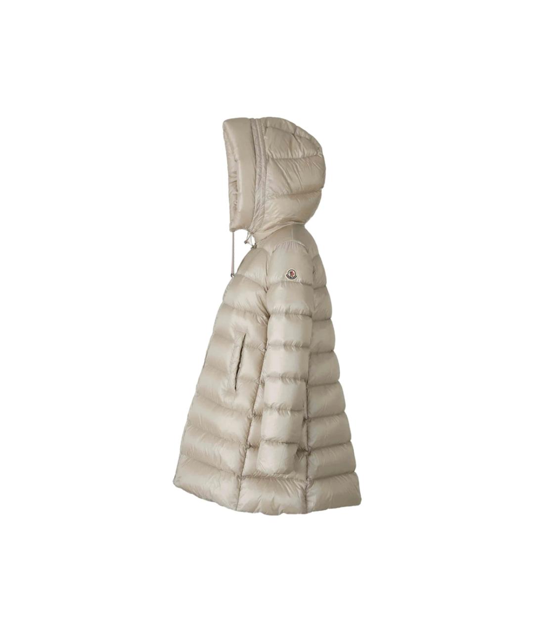 MONCLER Бежевый полиамидовый пуховик, фото 5