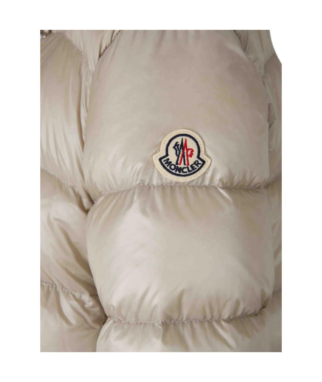 MONCLER Бежевый полиамидовый пуховик, фото 2