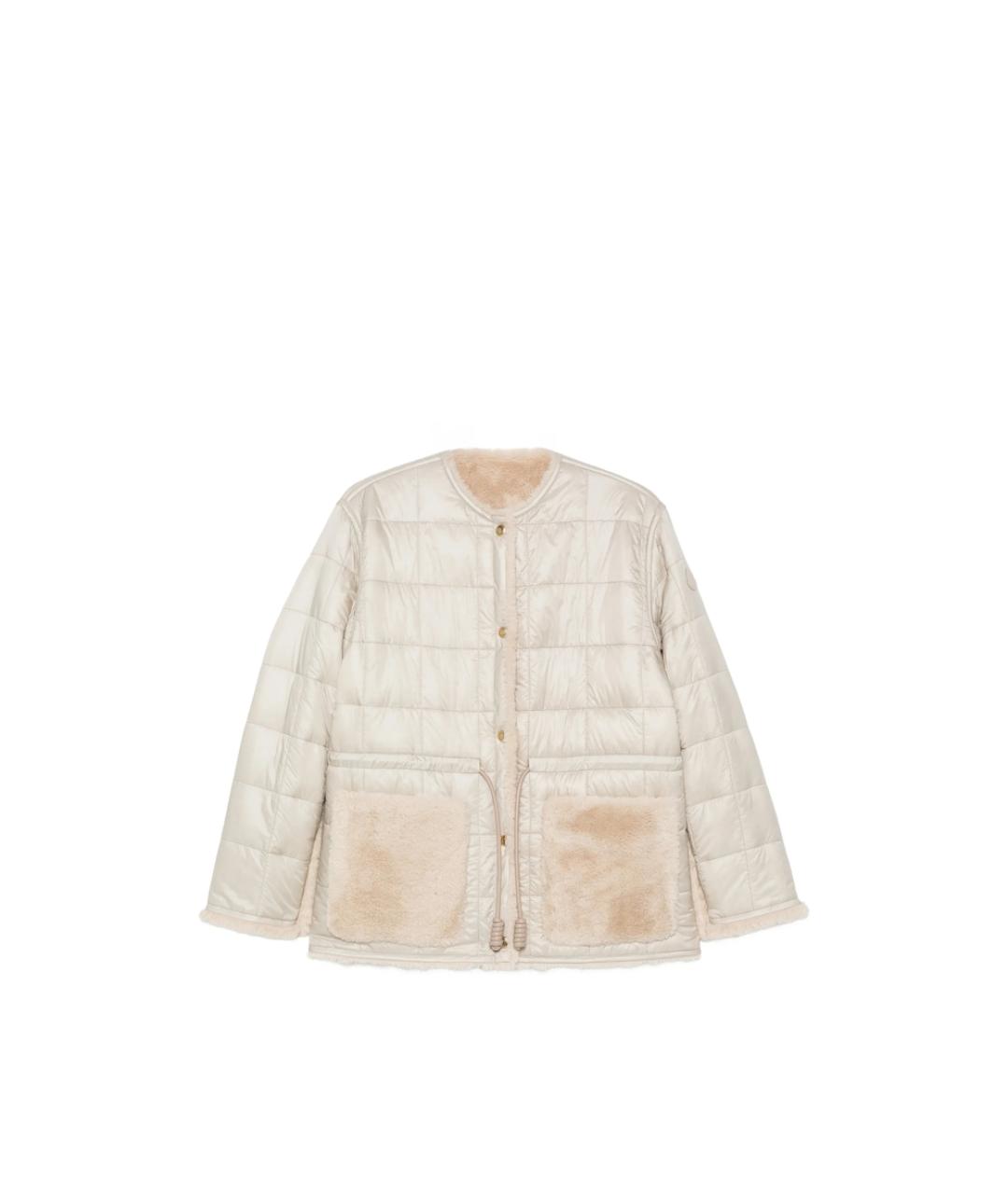 MONCLER Бежевый полиэстеровый пуховик, фото 1