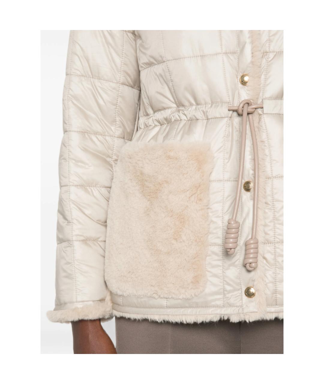 MONCLER Бежевый полиэстеровый пуховик, фото 4