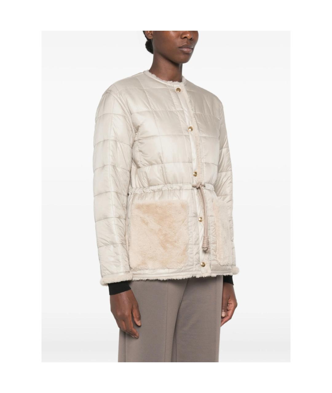 MONCLER Бежевый полиэстеровый пуховик, фото 3