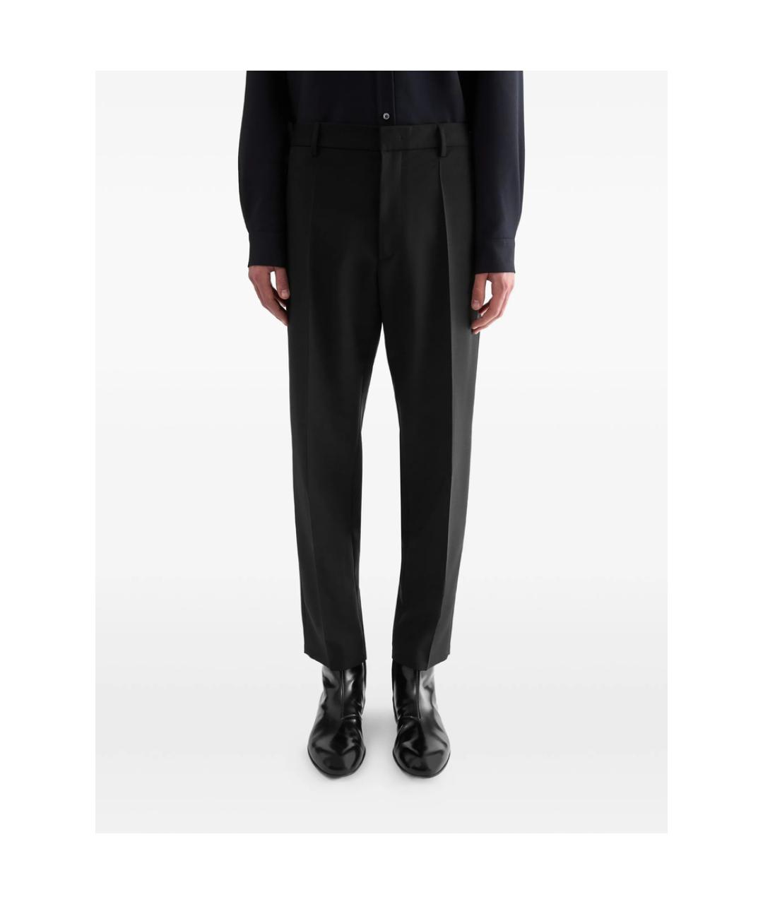 JIL SANDER Черные шерстяные повседневные брюки, фото 2