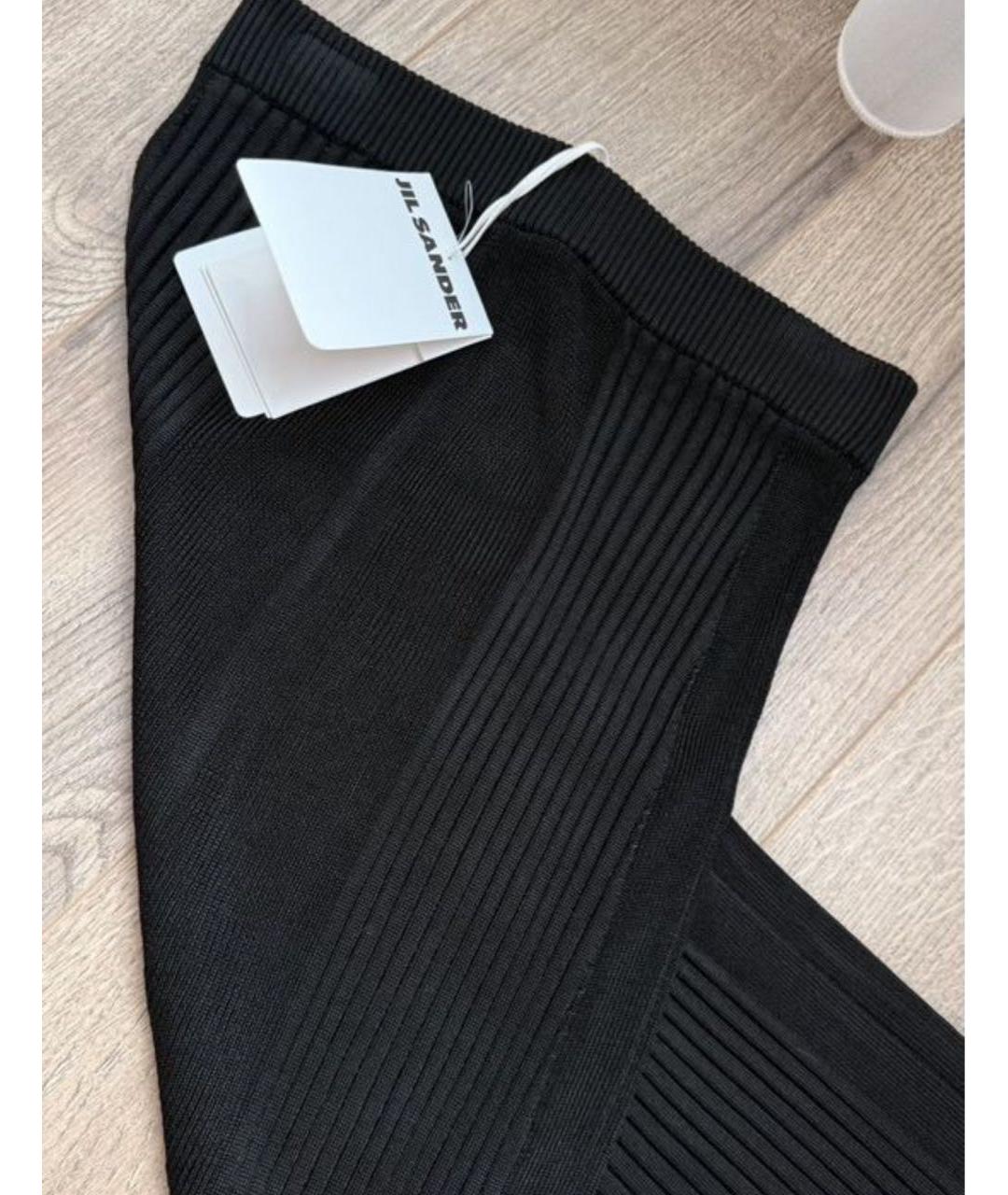 JIL SANDER Черная вискозная юбка миди, фото 2