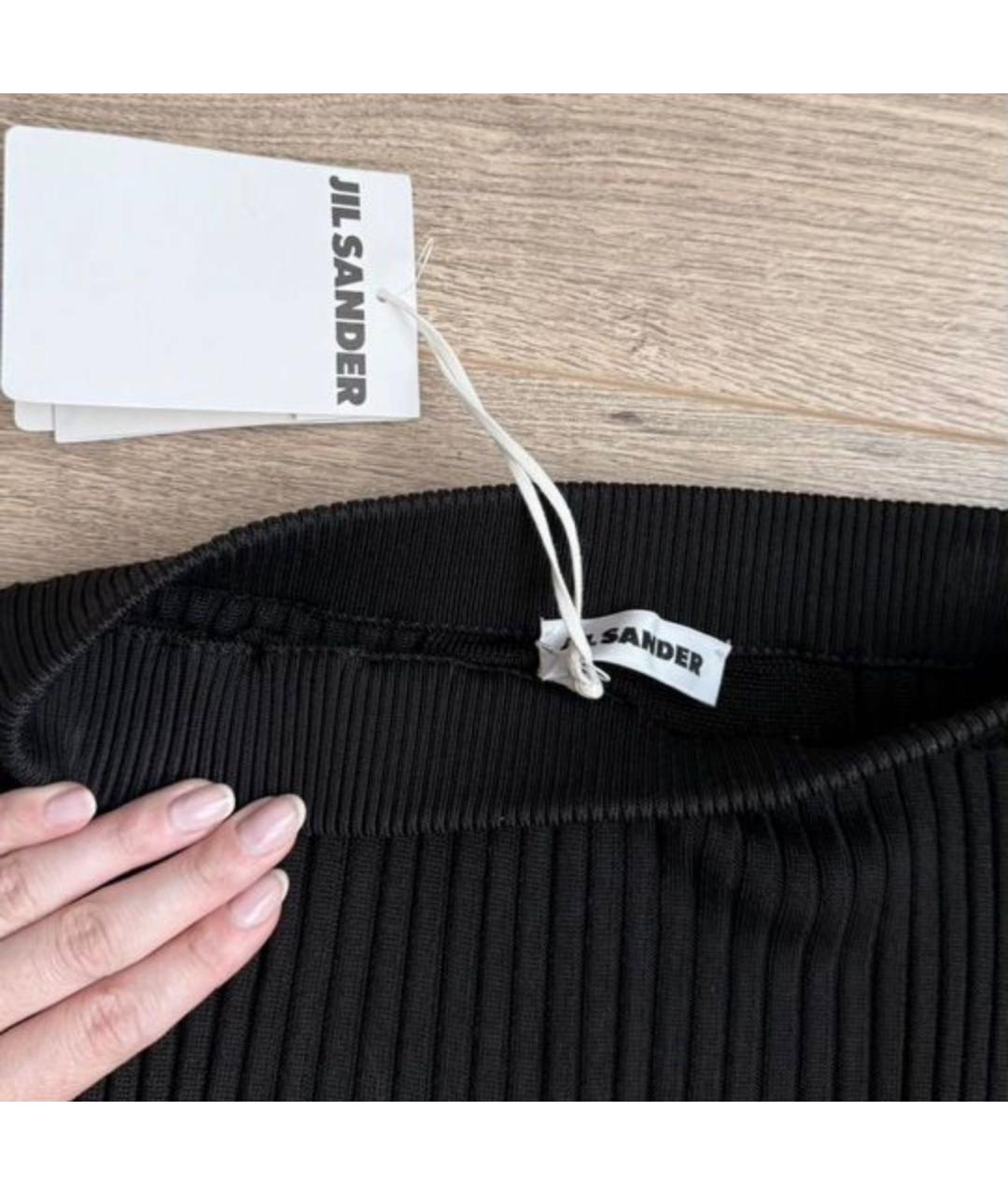 JIL SANDER Черная вискозная юбка миди, фото 3
