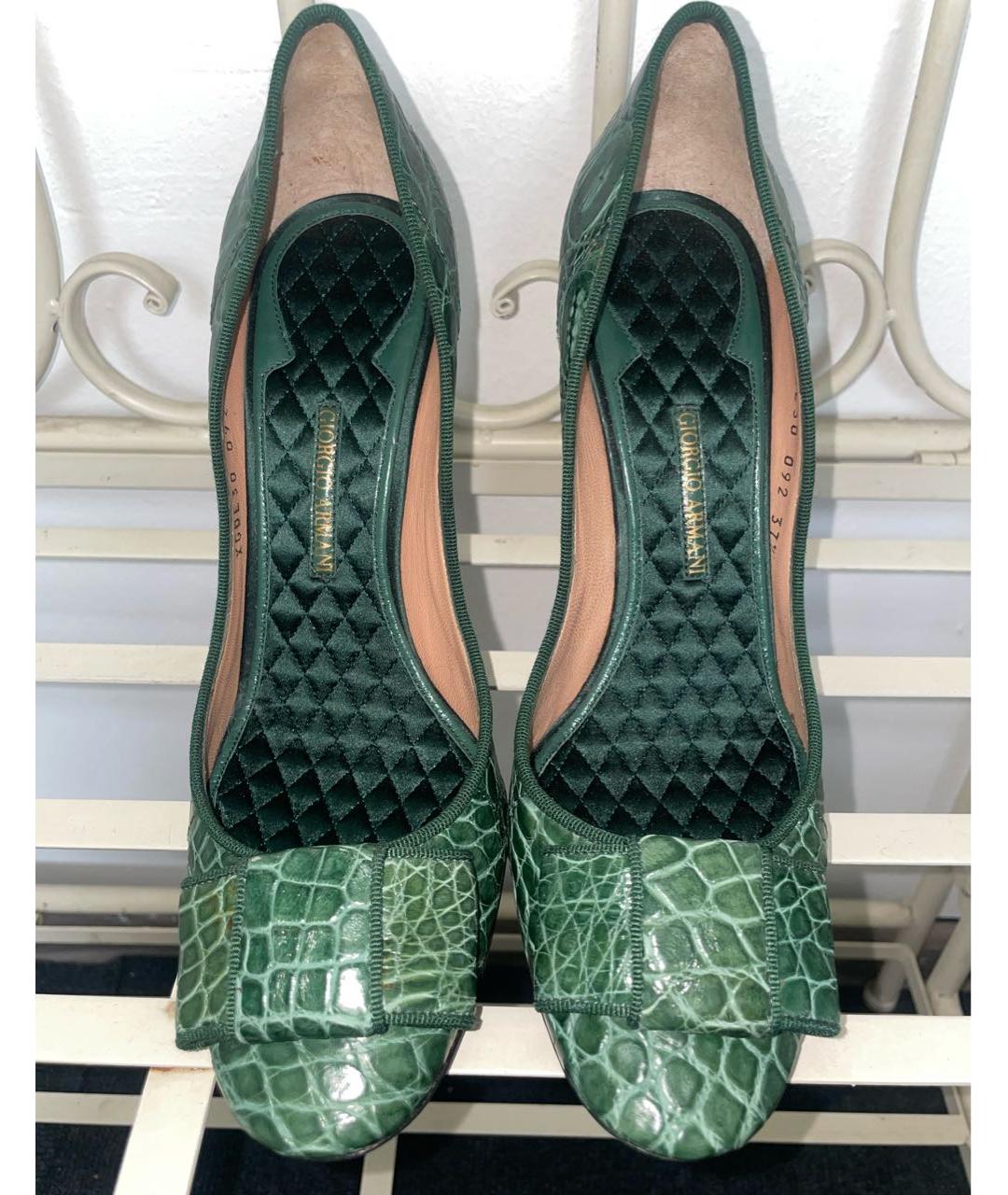 GIORGIO ARMANI Зеленые кожаные туфли, фото 2