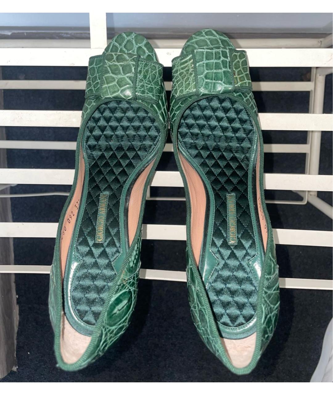 GIORGIO ARMANI Зеленые кожаные туфли, фото 3