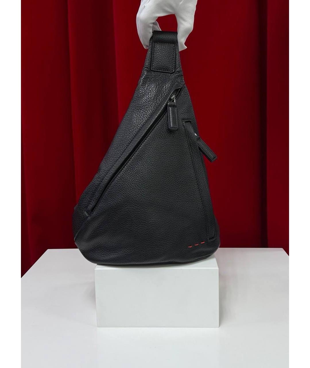 KITON Черная кожаная сумка на плечо, фото 7