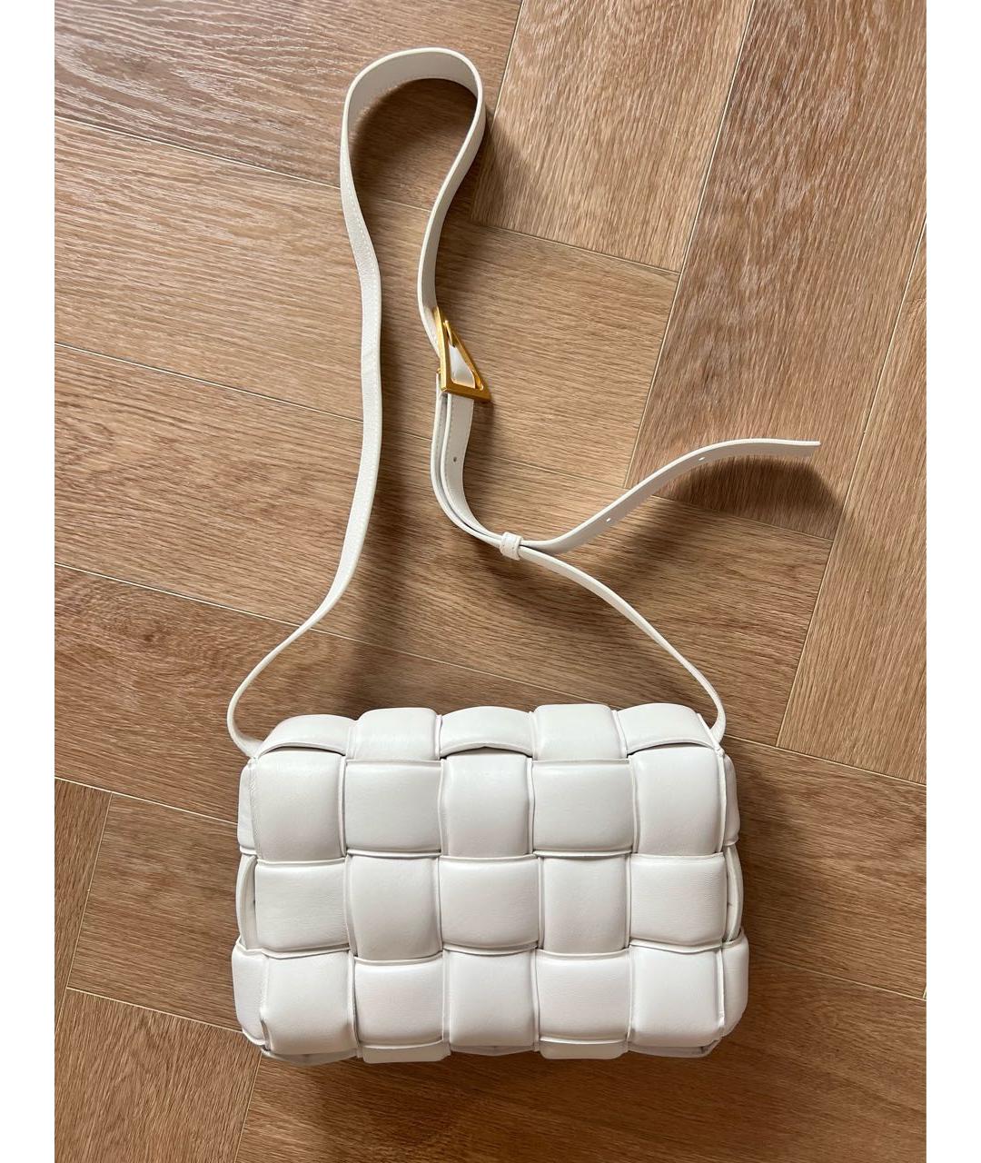 BOTTEGA VENETA Белая кожаная сумка через плечо, фото 3