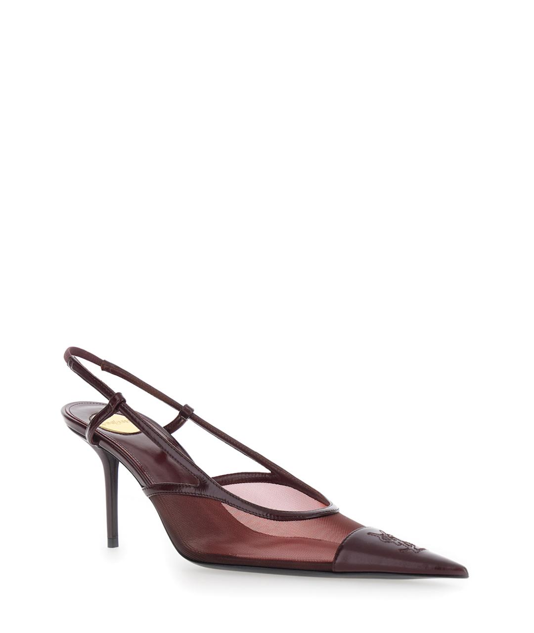 SAINT LAURENT Бордовые кожаные туфли, фото 2
