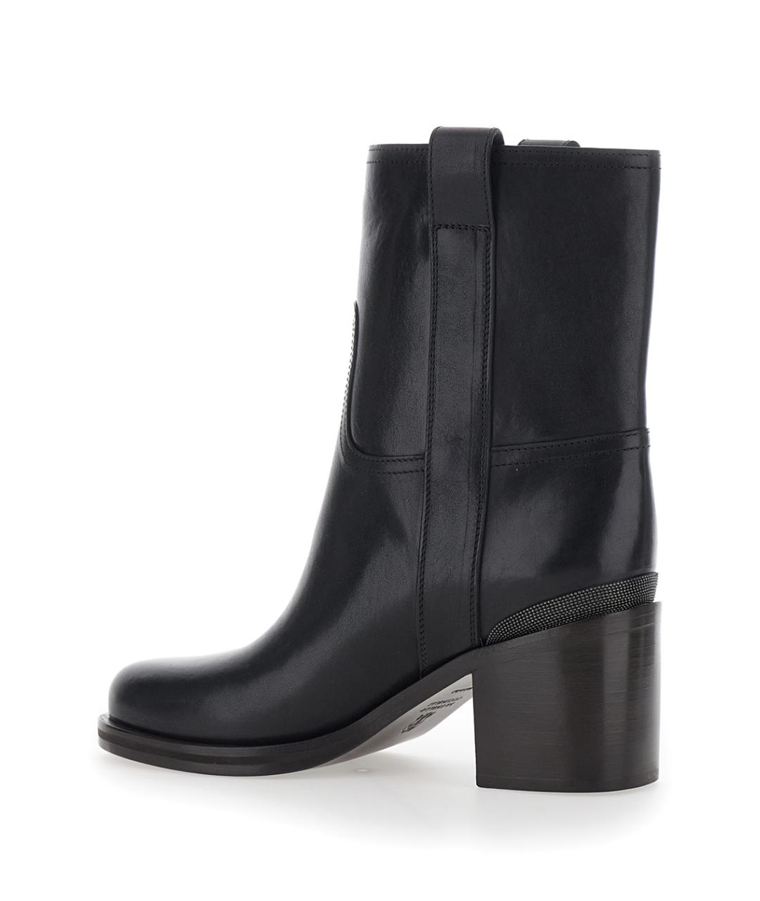 BRUNELLO CUCINELLI Черные кожаные ботильоны, фото 3